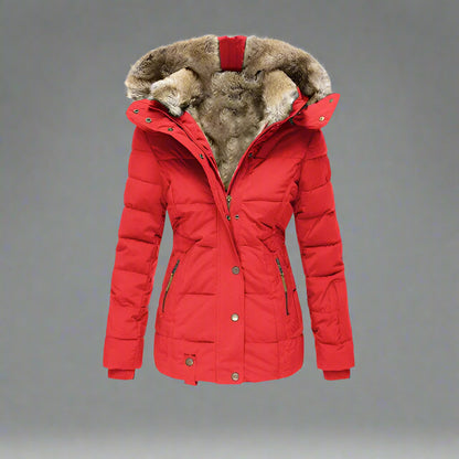 Women’s Puffer Jacket | Warm Hooded Faux Fur Insulated Winter