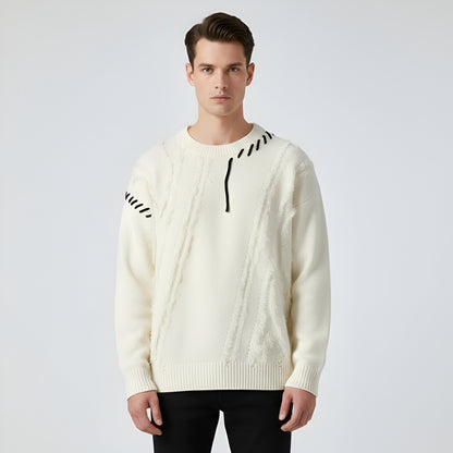 Men's Distressed Knit Sweater – Long Sleeve Casual Pullover