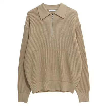 Men’s Ribbed Zip Up Sweater | Long Sleeve Collared Knitwear