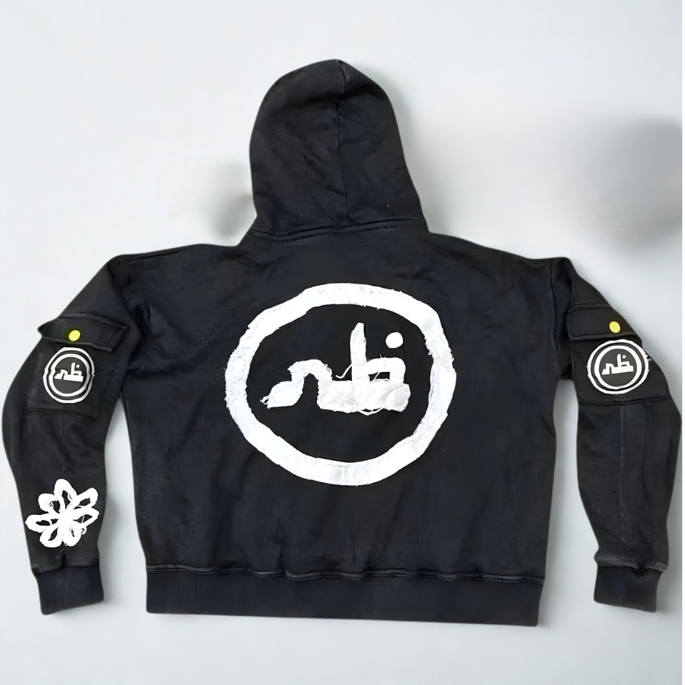 Men's Hooded Sweatshirt - Printed Graphic Zip Up