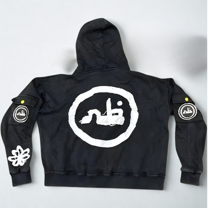 Men's Hooded Sweatshirt - Printed Graphic Zip Up