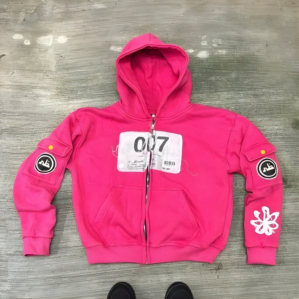 Men's Hooded Sweatshirt - Printed Graphic Zip Up