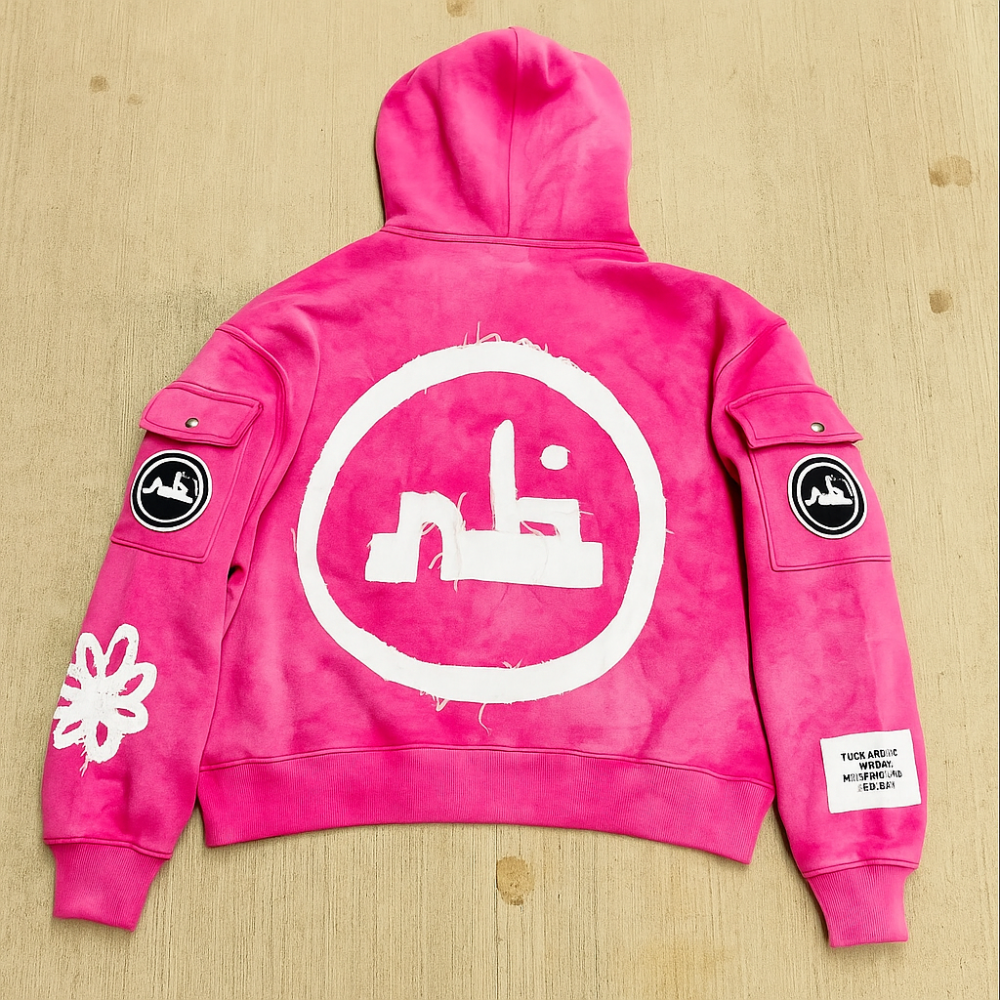 Men's Hooded Sweatshirt - Printed Graphic Zip Up