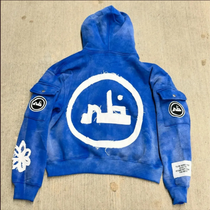 Oversized Logo Pullover Hoodie - Long Sleeve Sweatshirt