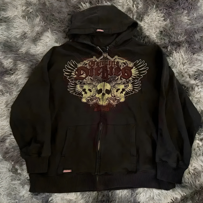 Men's Hooded Sweatshirt - Printed Graphic Zip Up