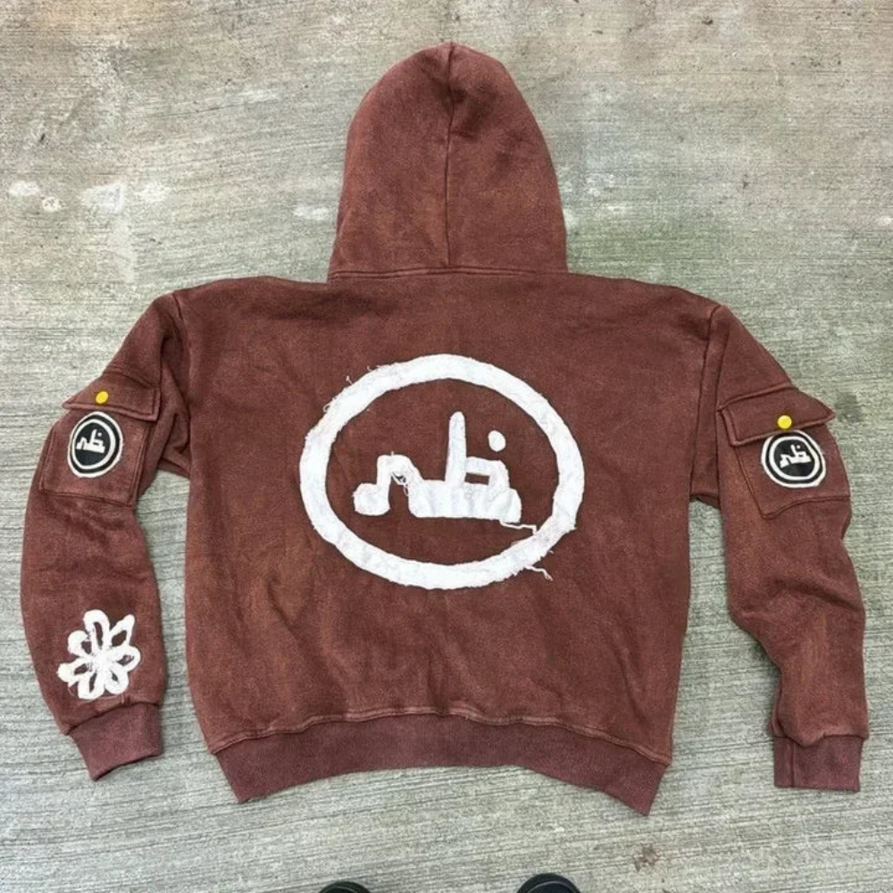 Men's Hooded Sweatshirt - Printed Graphic Zip Up