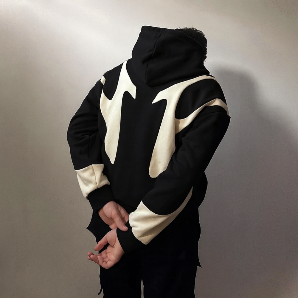 Streetwear Graphic Zip Up Hoodie - Urban Contrast Design