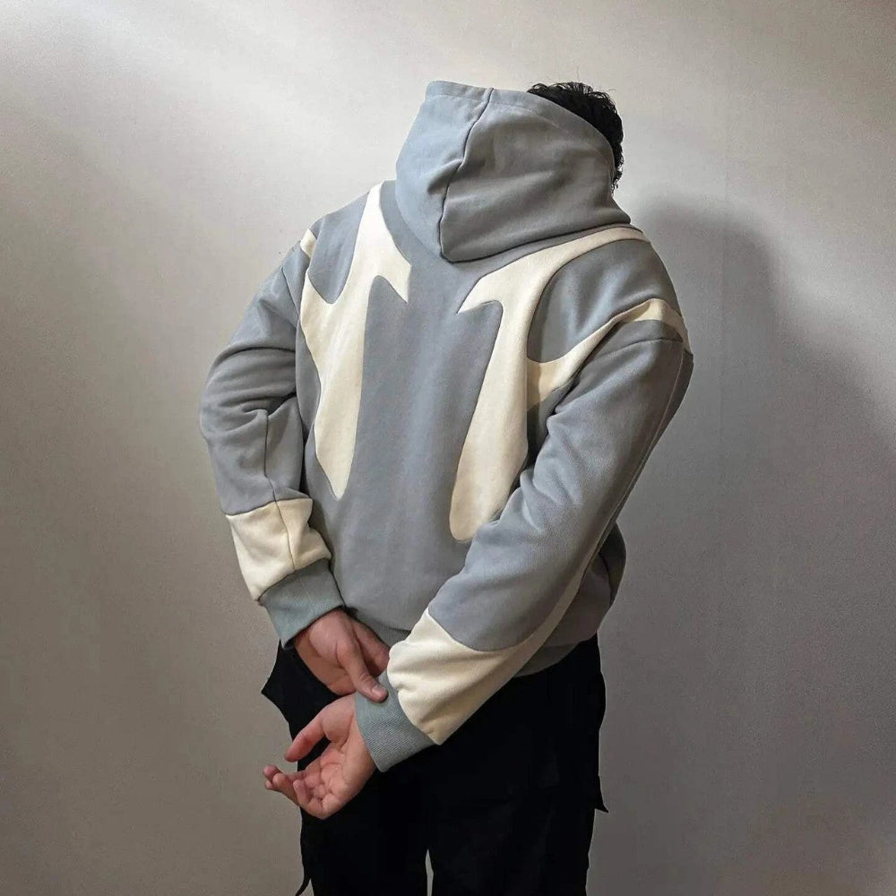 Streetwear Graphic Zip Up Hoodie - Urban Contrast Design