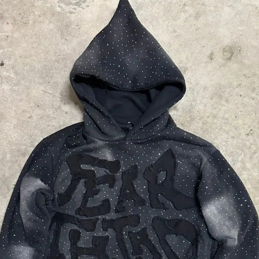 Oversized Logo Pullover Hoodie - Long Sleeve Sweatshirt