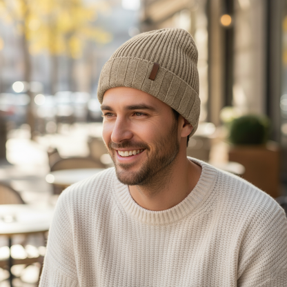 Unisex Ribbed Knit Winter Beanie Hat - Warm Cuffed