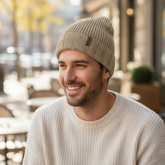 Unisex Ribbed Knit Winter Beanie Hat - Warm Cuffed