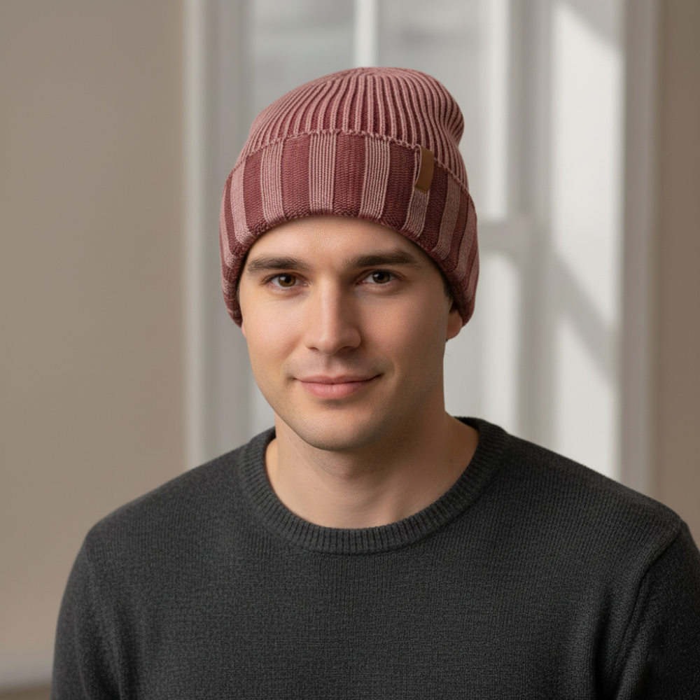 Unisex Ribbed Knit Winter Beanie Hat - Warm Cuffed