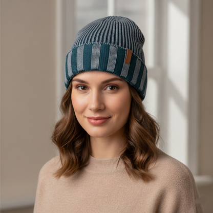Unisex Ribbed Knit Winter Beanie Hat - Warm Cuffed