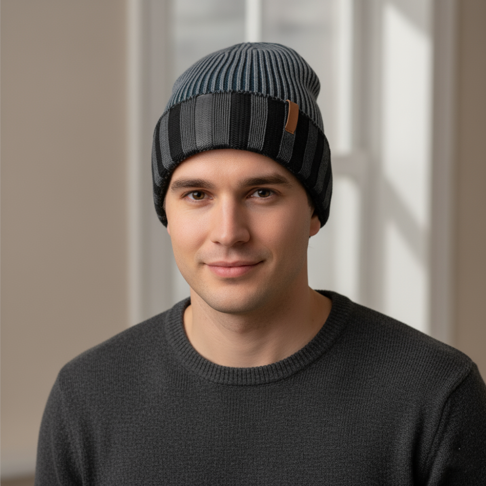 Unisex Ribbed Knit Winter Beanie Hat - Warm Cuffed