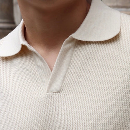 Men's Textured Knit Polo Jumper | Long Sleeve Smart Casual Fit