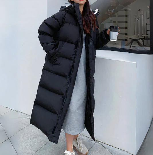 Women’s Long Puffer Coat | Warm Hooded Insulated Winter