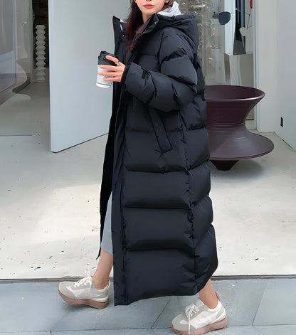 Women’s Long Puffer Coat | Warm Hooded Insulated Winter