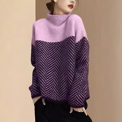 Women Oversized Turtleneck Knit Sweater – Warm Winter Jumper