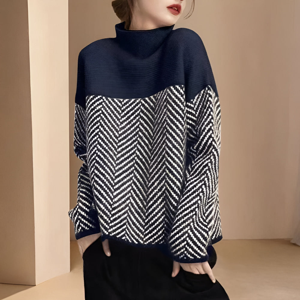 Women Oversized Turtleneck Knit Sweater – Warm Winter Jumper