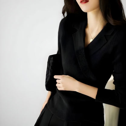 Women Slim Fit Knit Sweater – Long Sleeve V Neck