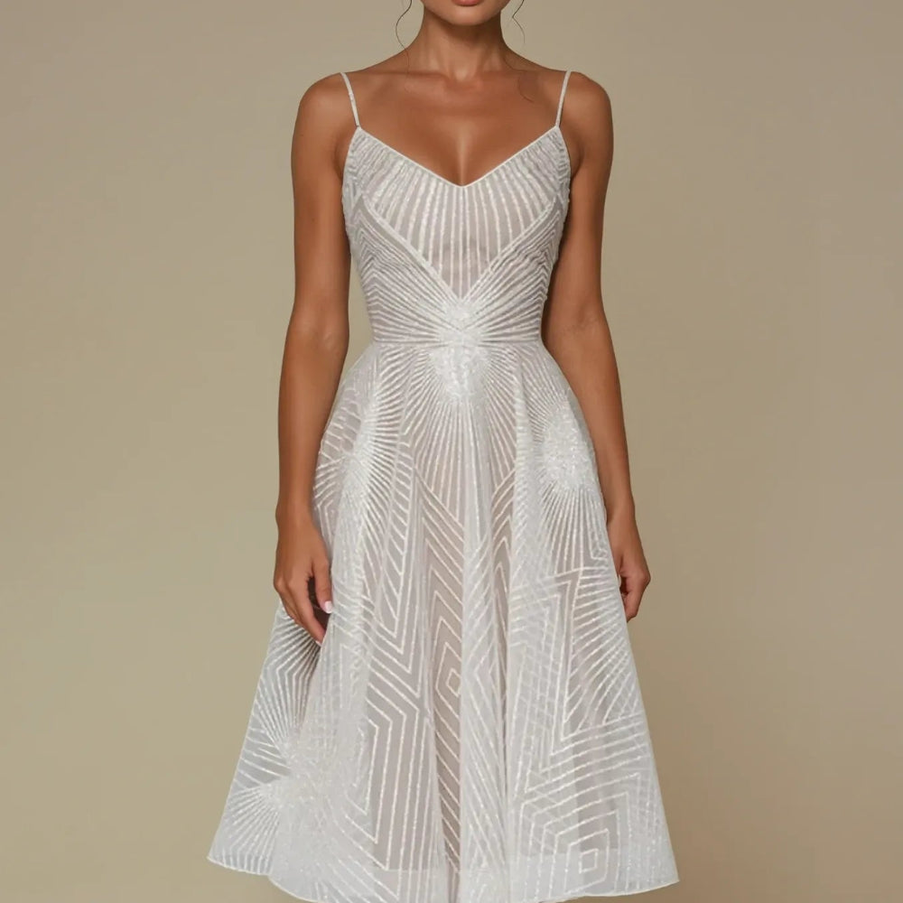 Women Elegant Sequin Formal Dress - Spaghetti Strap Maxi