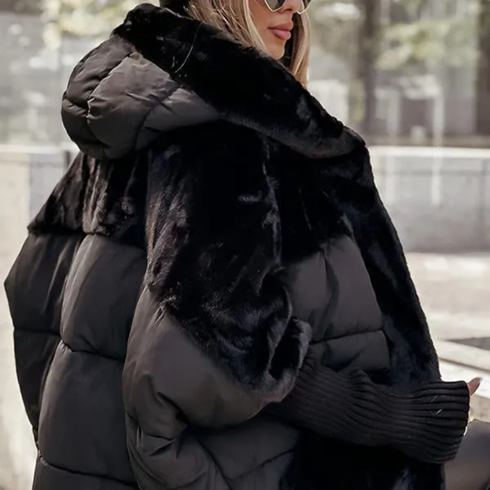 Women's Oversized Faux Fur Winter Coat - Hooded Warm Jacket
