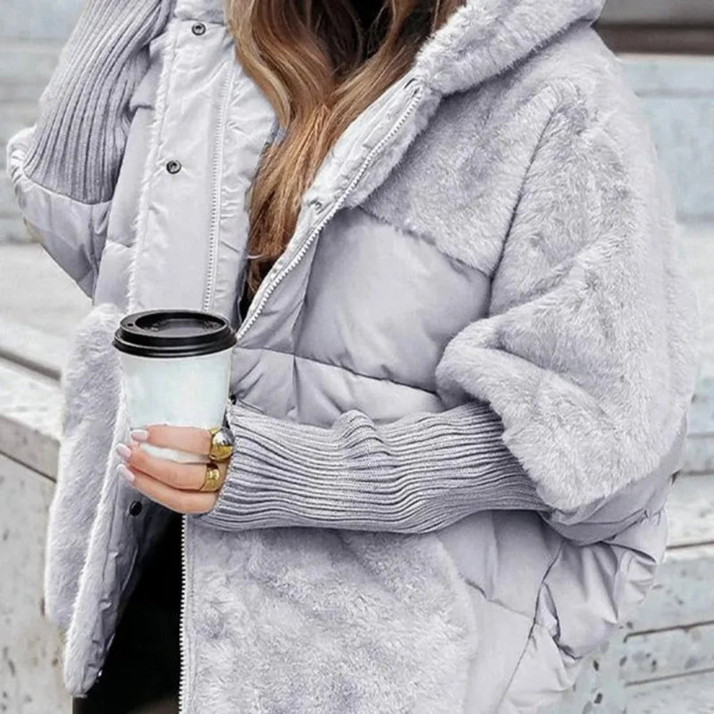 Women's Oversized Faux Fur Winter Coat - Hooded Warm Jacket