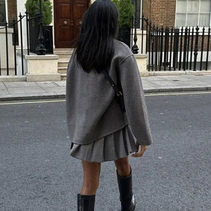 Women Oversized Wool Coat | Double Breasted Smart Casual Jacket