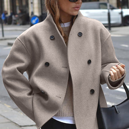 Women Oversized Wool Coat | Double Breasted Smart Casual Jacket