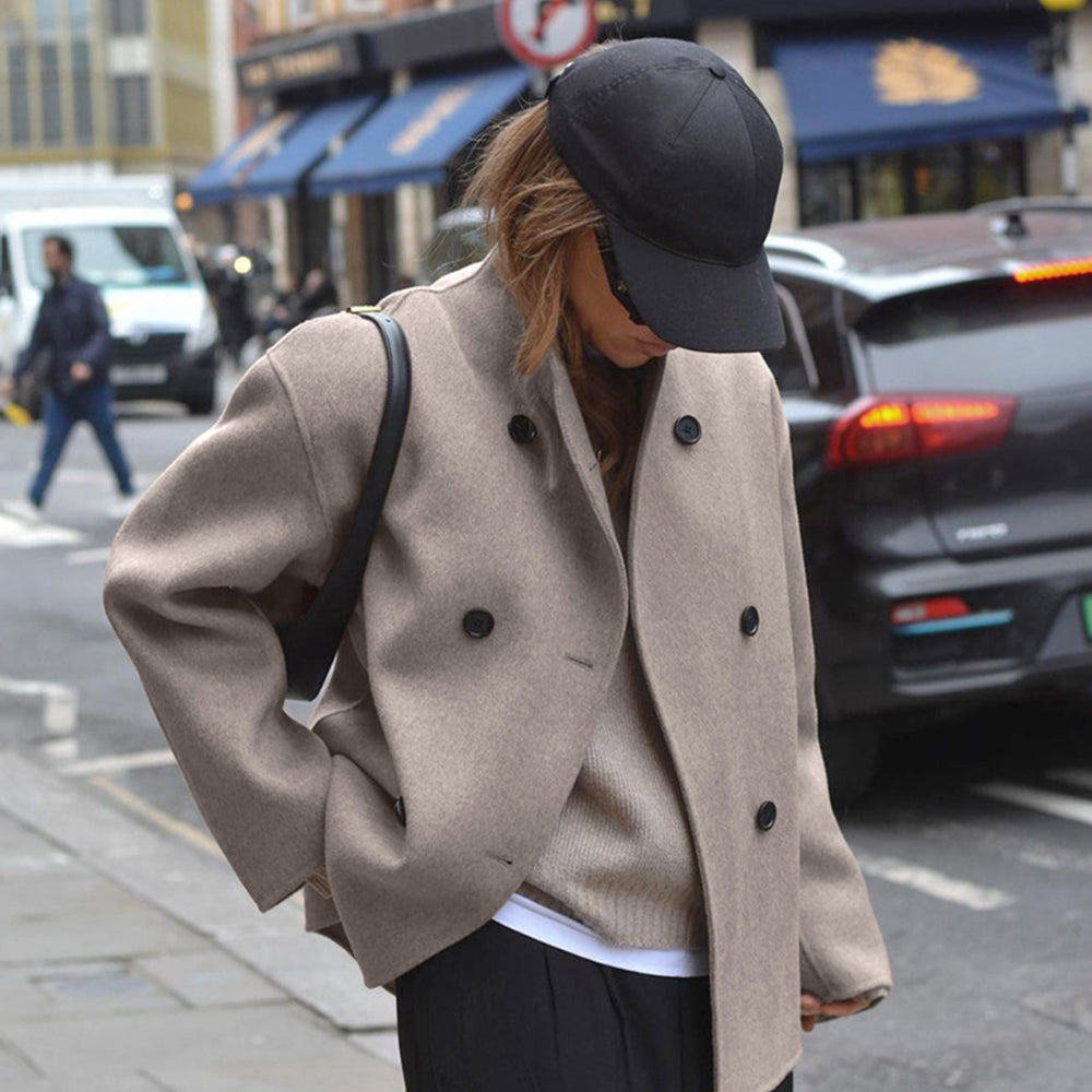 Women Oversized Wool Coat | Double Breasted Smart Casual Jacket