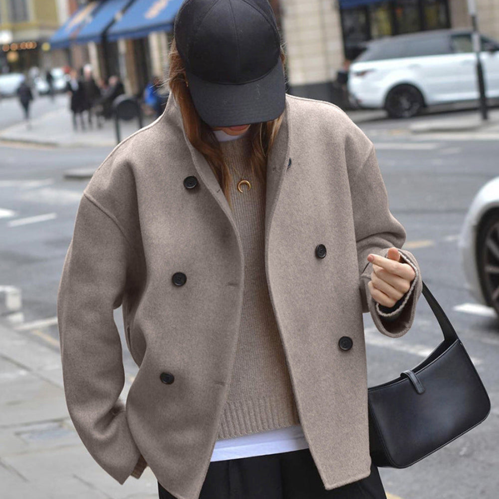 Women Oversized Wool Coat | Double Breasted Smart Casual Jacket