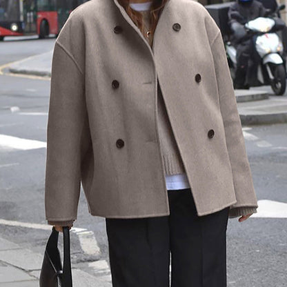 Women Oversized Wool Coat | Double Breasted Smart Casual Jacket