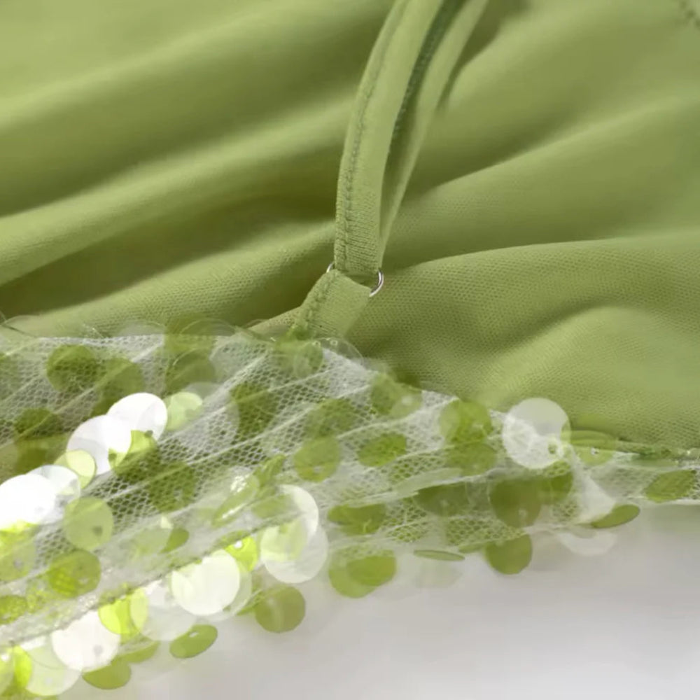 Women's Sequin Sleeveless Party Dress - Bodycon Spaghetti Strap Maxi