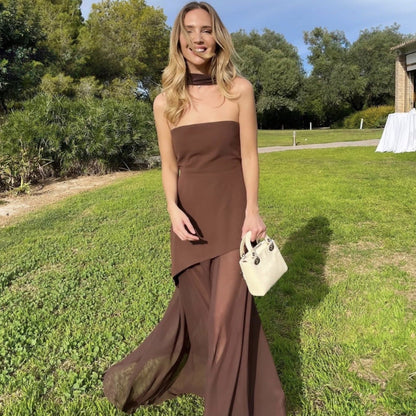 Women's Strapless Formal Evening Dress - Bodycon Bandeau Maxi