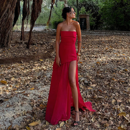 Women's Strapless Formal Evening Dress - Bodycon Bandeau Maxi