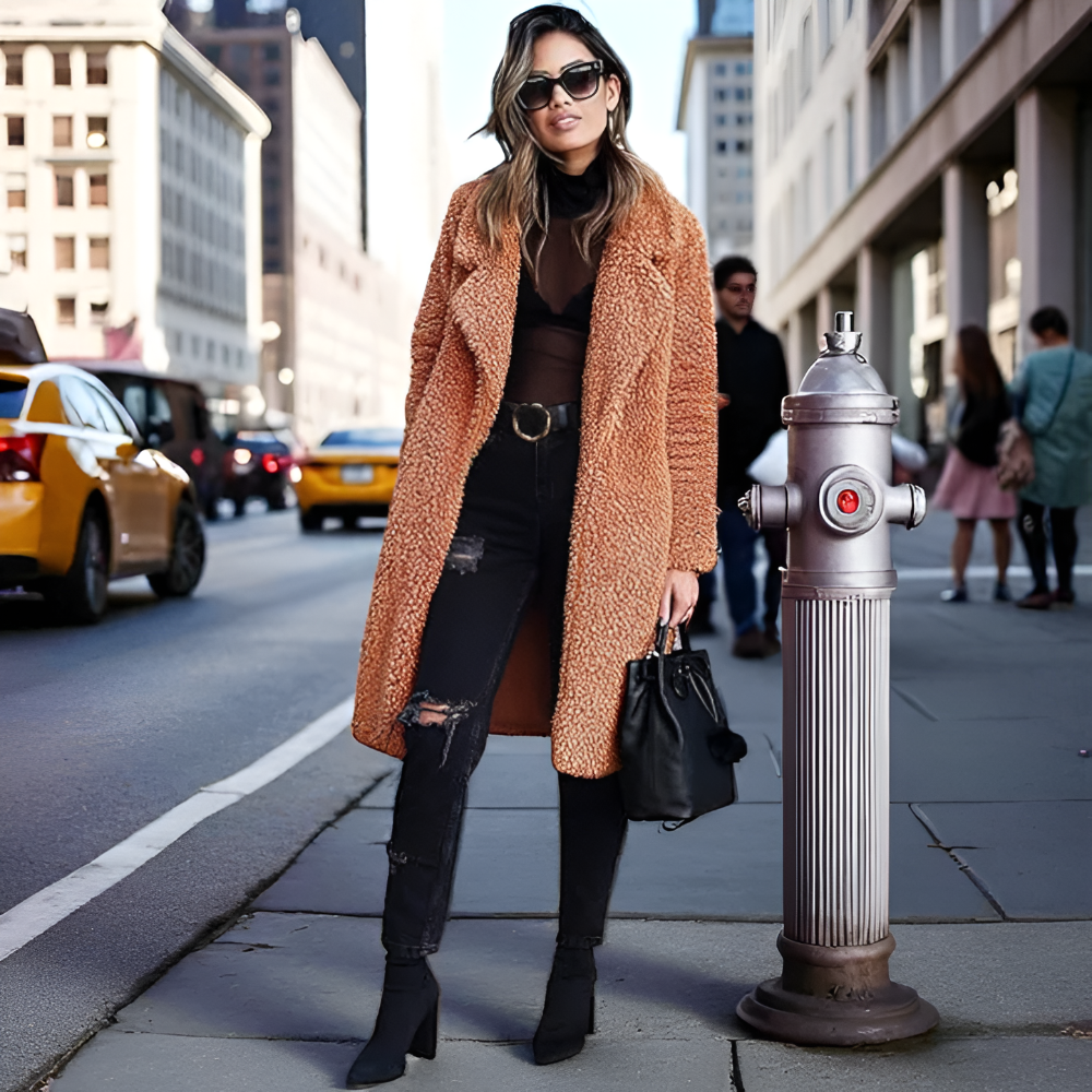 Women Warm Teddy Winter Coat - Long Plush Faux Fur Jacket