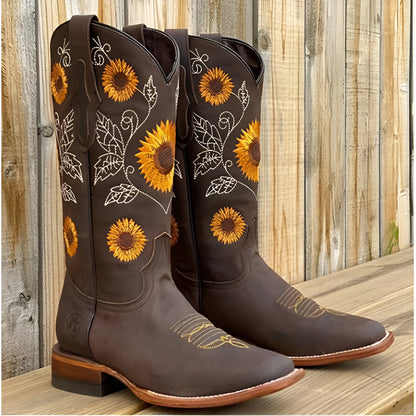Women’s Embroidered Knee High Cowboy Boots – Bohemian Comfortable Fit