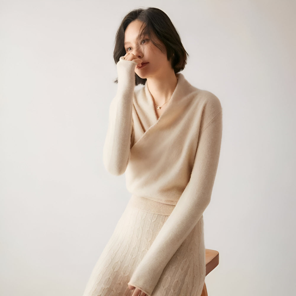 Women's Cashmere Wrap Sweater – Long Sleeve Knitwear