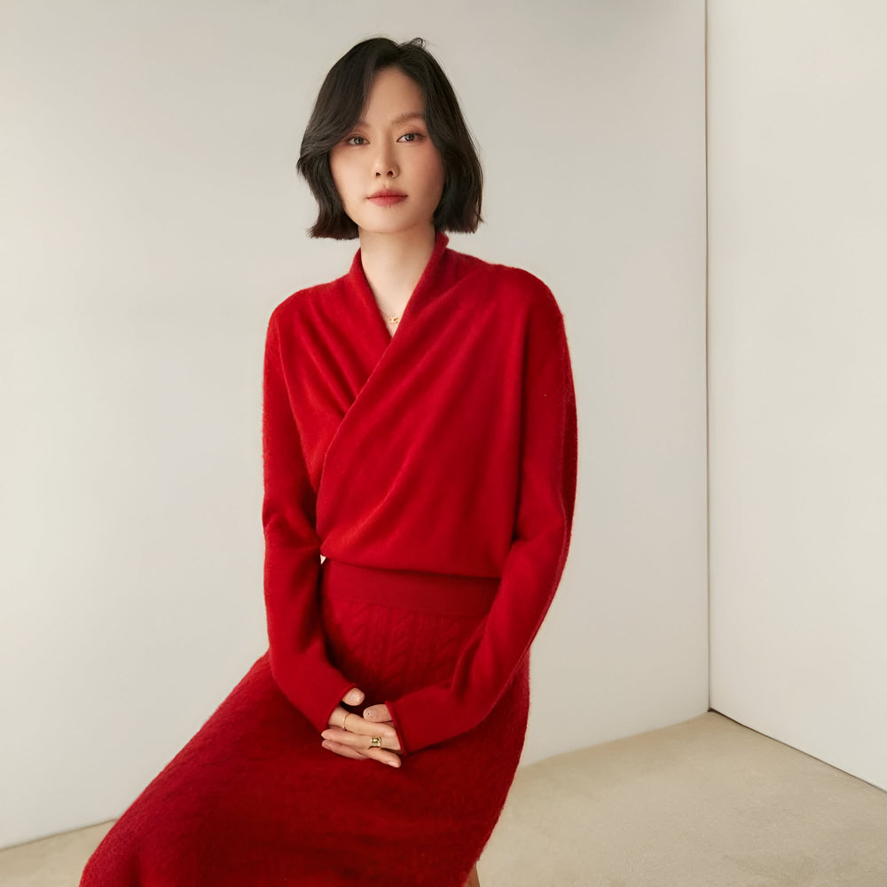 Women's Cashmere Wrap Sweater – Long Sleeve Knitwear