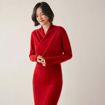 Women's Cashmere Wrap Sweater – Long Sleeve Knitwear