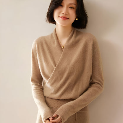 Women's Cashmere Wrap Sweater – Long Sleeve Knitwear