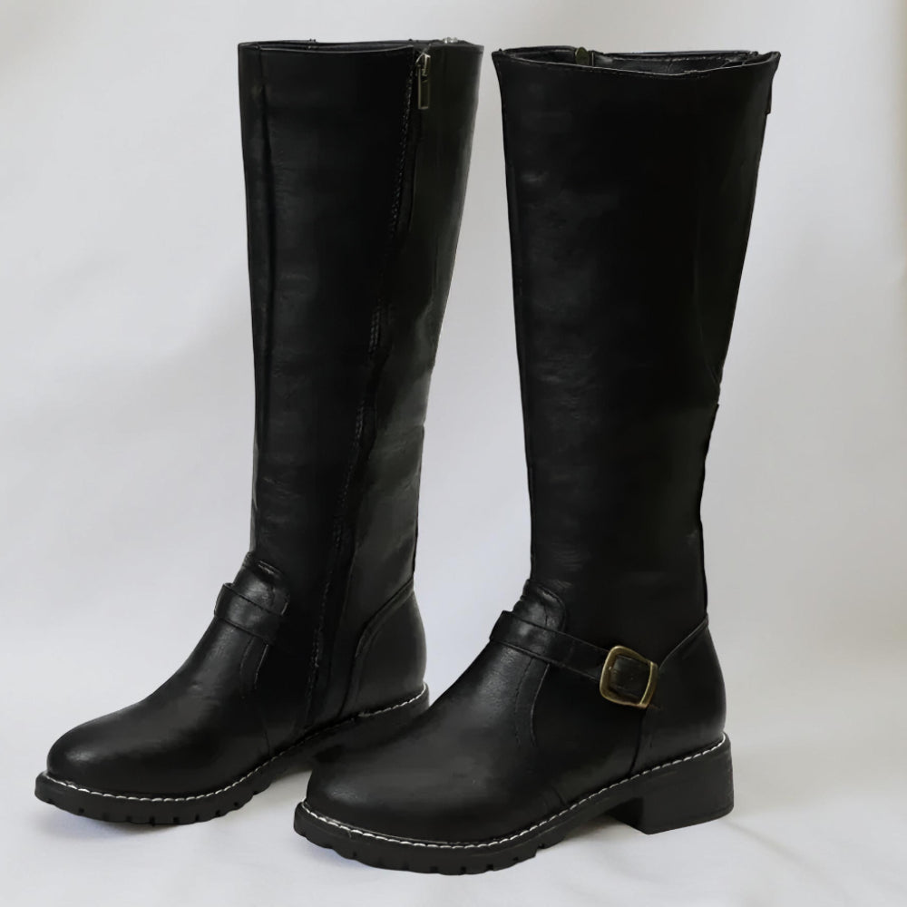 Women’s Stylish Knee High Boots – Comfortable Buckle Strap