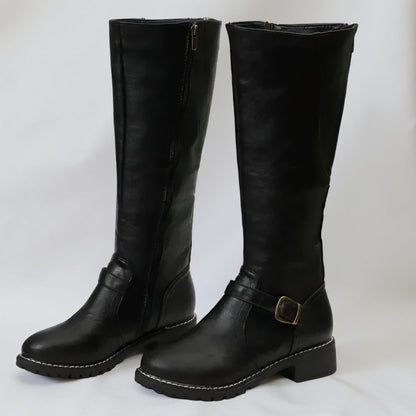 Women’s Stylish Knee High Boots – Comfortable Buckle Strap