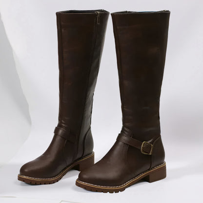 Women’s Stylish Knee High Boots – Comfortable Buckle Strap