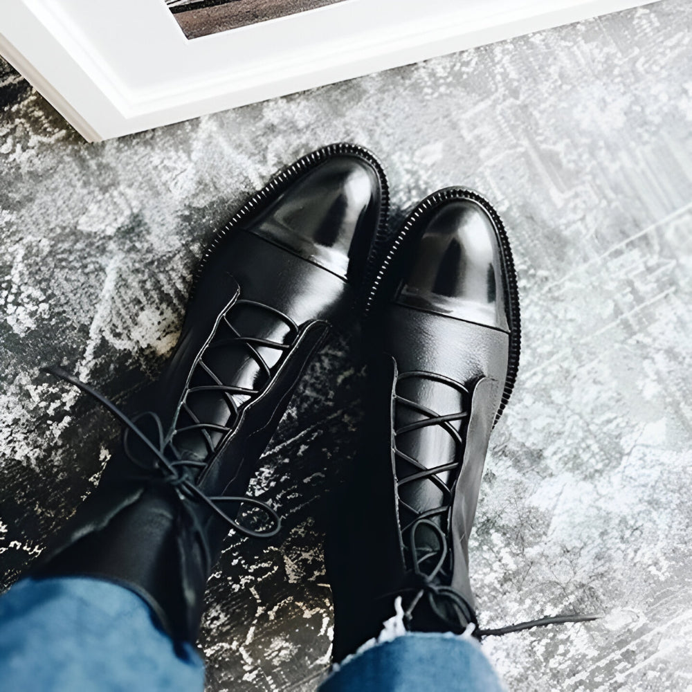 Women's Stylish Work Boots – Pointed Toe Low Heel