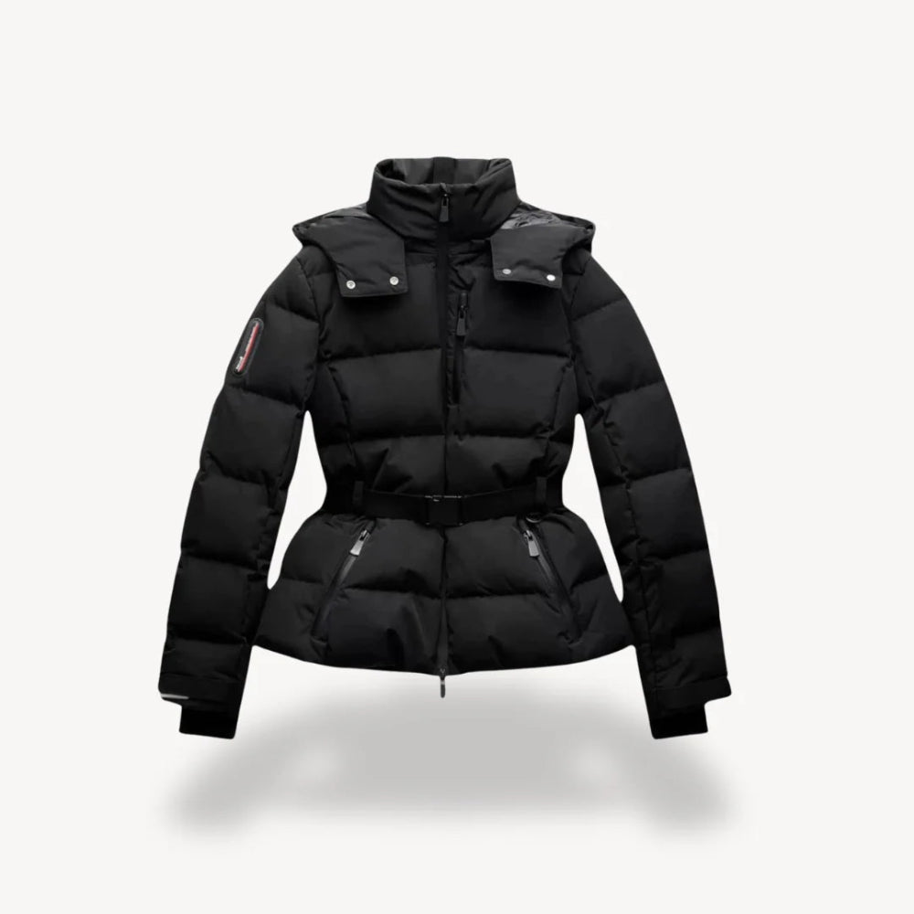 Women’s Belted Winter Puffer Jacket – Warm Quilted Coat