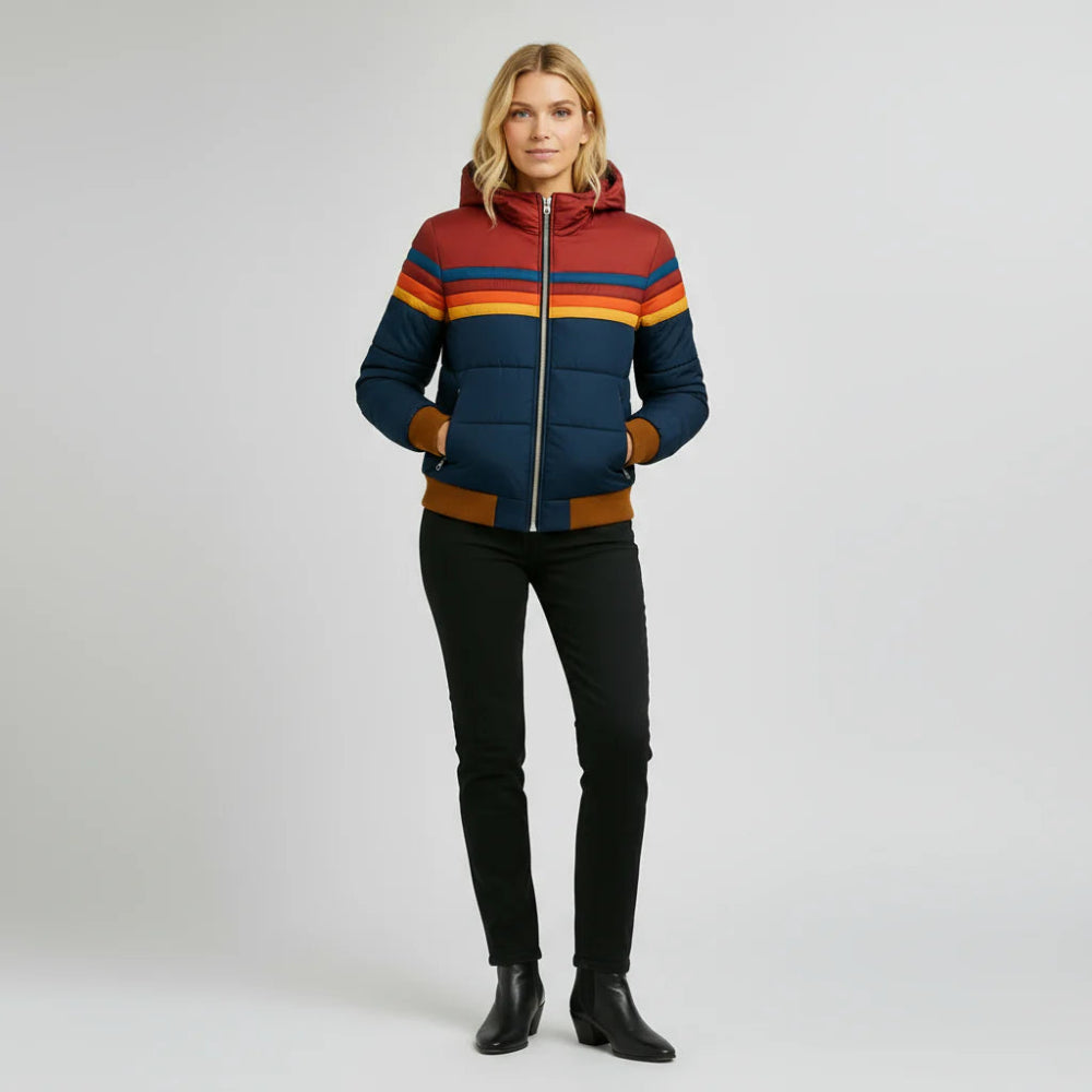 Women's Black Puffer Jacket Insulated Hooded Winter Coat 3