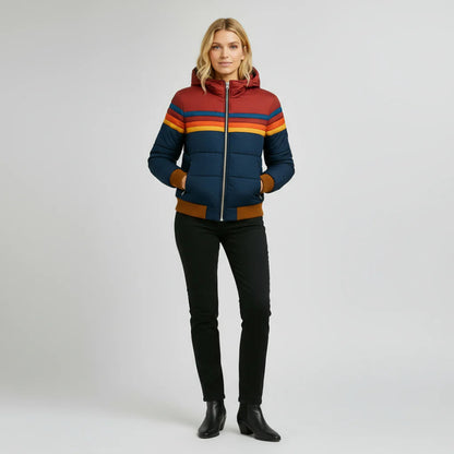 Women's Black Puffer Jacket Insulated Hooded Winter Coat 3