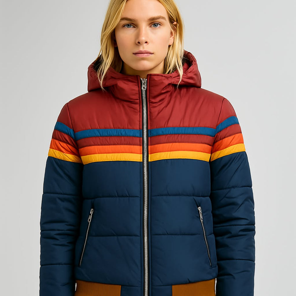 Women's Black Puffer Jacket Insulated Hooded Winter Coat 4