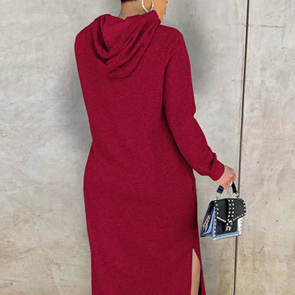 Women's Casual Long Hoodie Dress - Streetwear Relaxed Maxi
